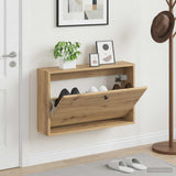 Vidaxl wandgemonteerde schoenkast breda 71 x 17 x 43 cm bewerkt hout