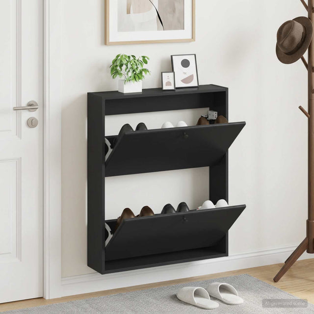 Vidaxl wandgemonteerde schoenkast breda 71 x 17 x 86 cm bewerkt hout