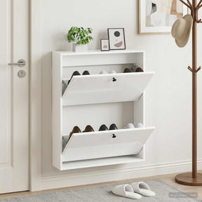Vidaxl wandgemonteerde schoenkast breda 71 x 17 x 86 cm bewerkt hout