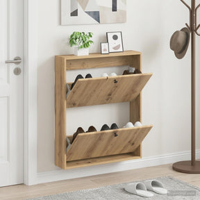 Vidaxl wandgemonteerde schoenkast breda 71 x 17 x 86 cm bewerkt hout