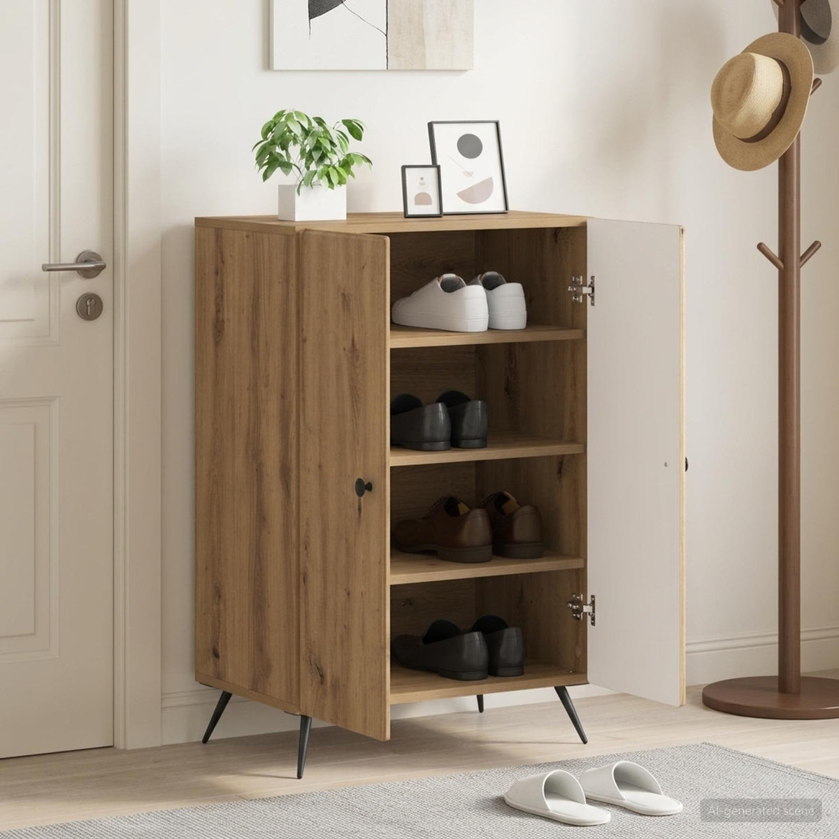 Vidaxl schoenenkast breda 59,5 x 39,5 x 90 cm bewerkt hout