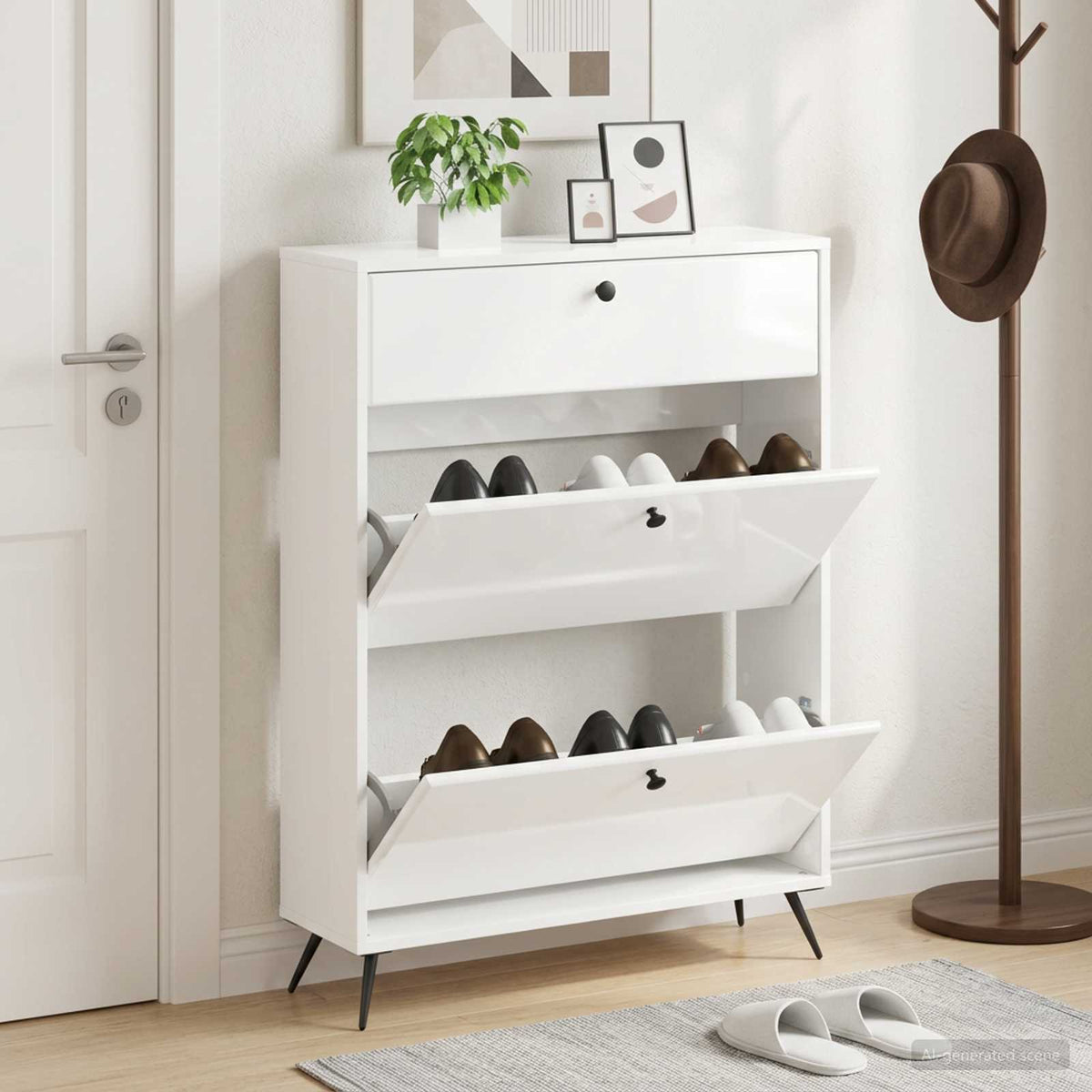 Vidaxl schoenenkast breda 78 x 24 x 103 cm bewerkt hout hoogglans wit