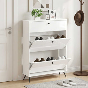 Vidaxl schoenenkast breda 78 x 24 x 103 cm bewerkt hout hoogglans wit