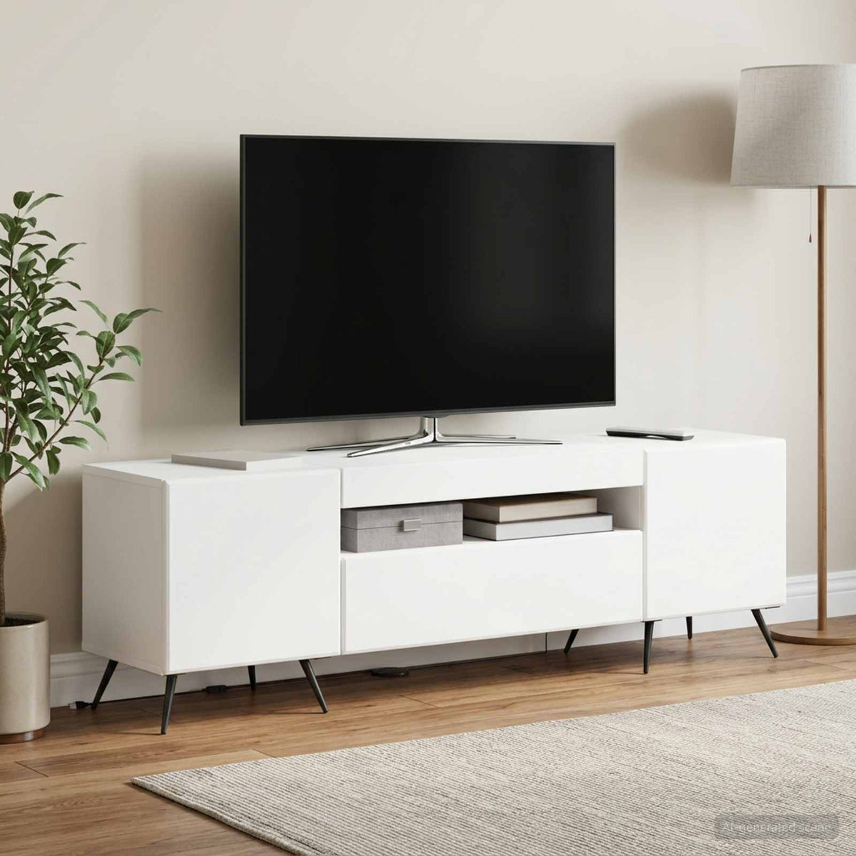Vidaxl led tv-meubel wit bewerkt hout