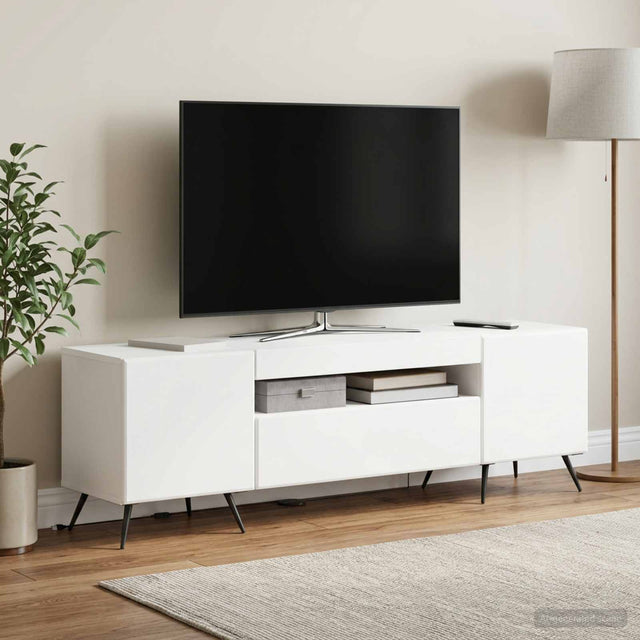 Vidaxl led tv-meubel wit bewerkt hout