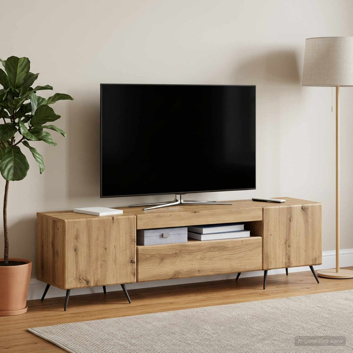 Vidaxl led tv-meubel artisanaal eiken bewerkt hout