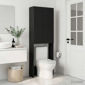 Vidaxl toiletkast breda zwart 66 x 25,5 x 190 cm bewerkt hout