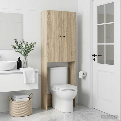 Vidaxl toiletkast breda sonoma eiken 66 x 25,5 x 190 cm bewerkt hout