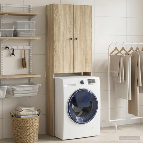 Vidaxl toiletkast breda sonoma eiken 66 x 25,5 x 190 cm bewerkt hout