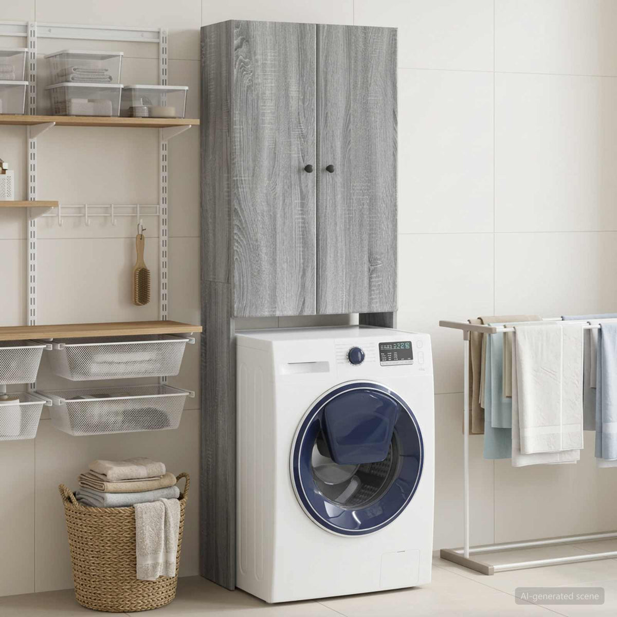 Vidaxl toiletkast breda grijs sonoma 66 x 25,5 x 190 cm bewerkt hout
