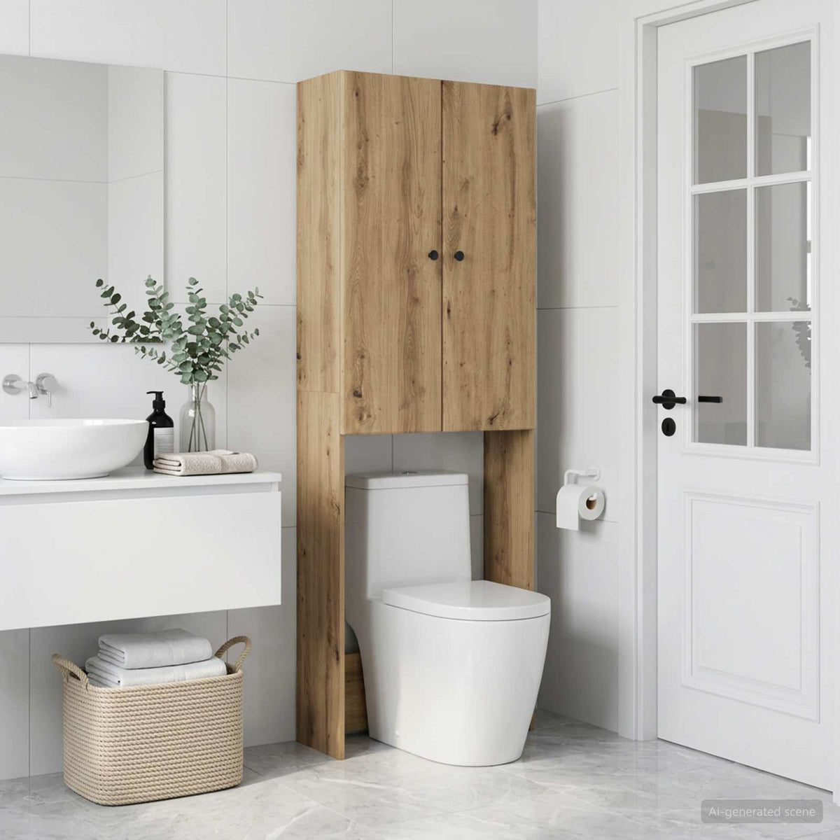 Vidaxl toiletkast breda artisanaal eiken 66 x 25,5 x 190 cm