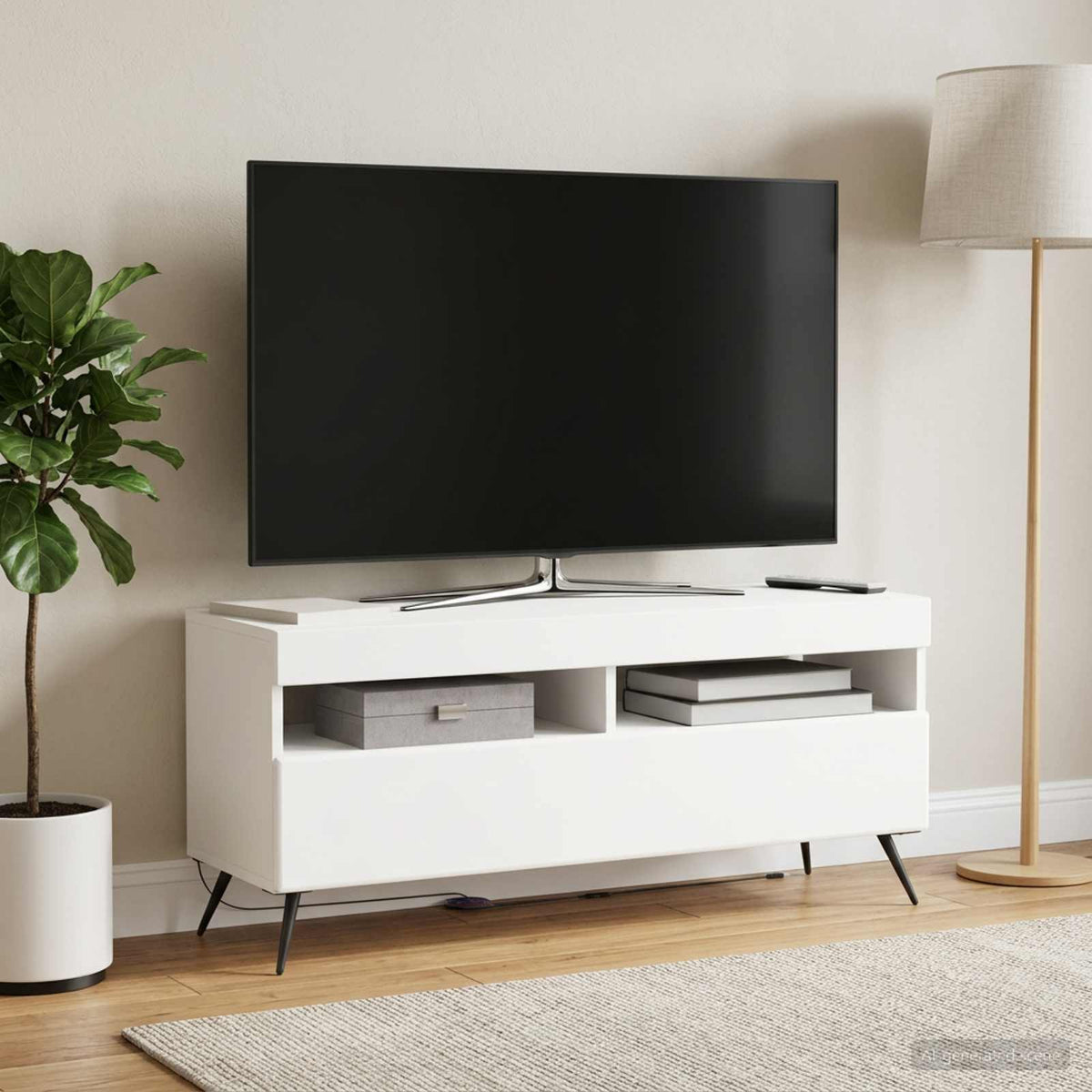 Vidaxl led tv-meubel wit bewerkt hout