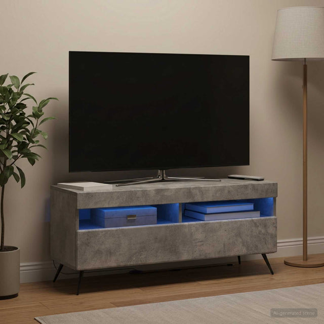 Vidaxl led tv-meubel betongrijs bewerkt hout