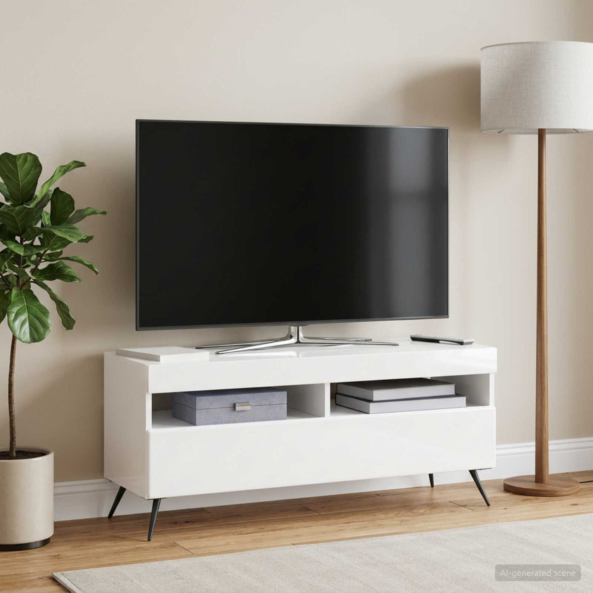 Vidaxl led tv-meubel hoogglans wit bewerkt hout
