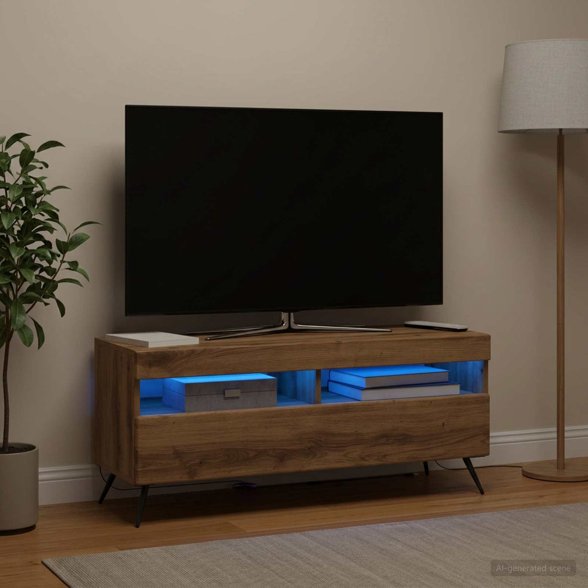 Vidaxl led tv-meubel artisanaal eiken bewerkt hout