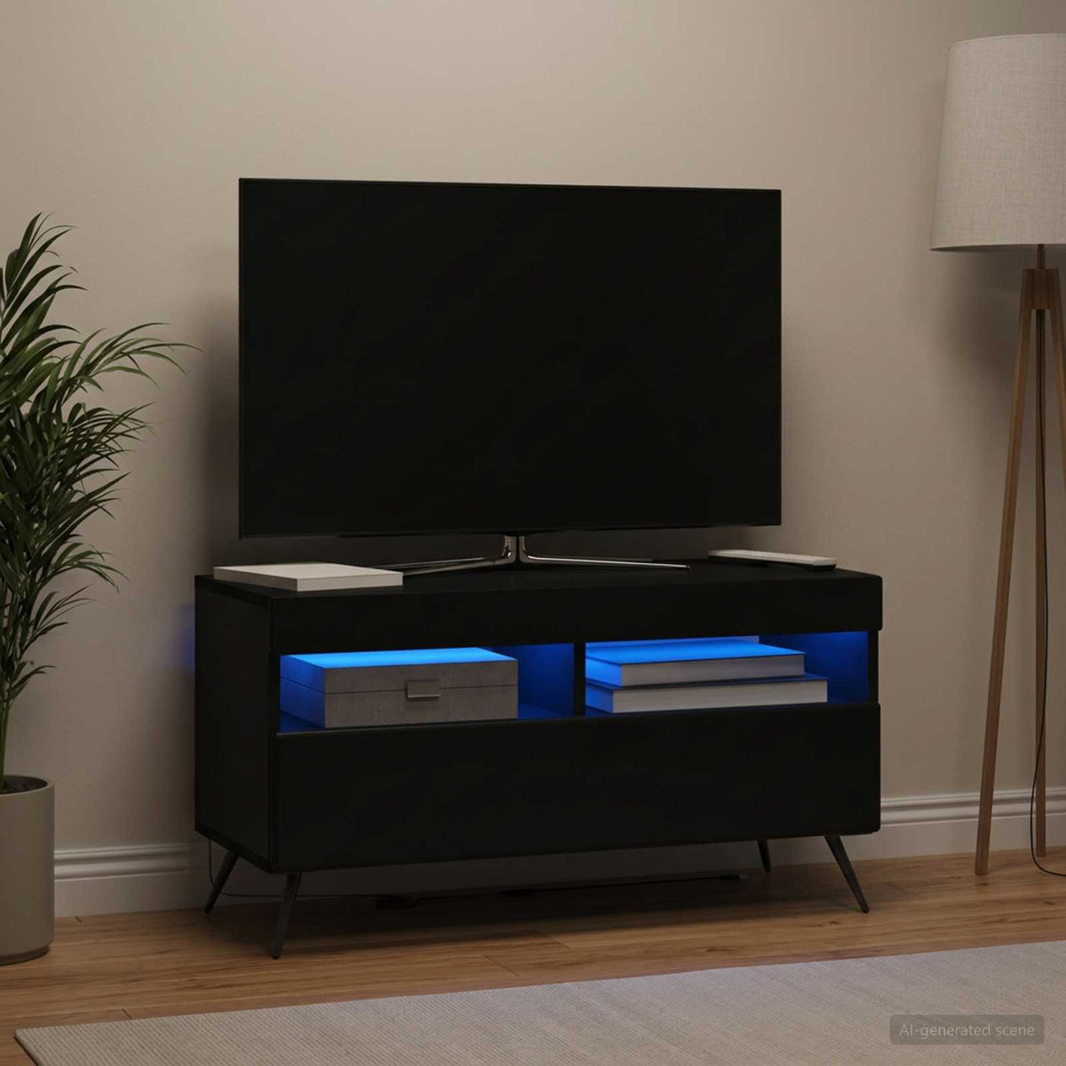 Vidaxl led tv-meubel zwart bewerkt hout
