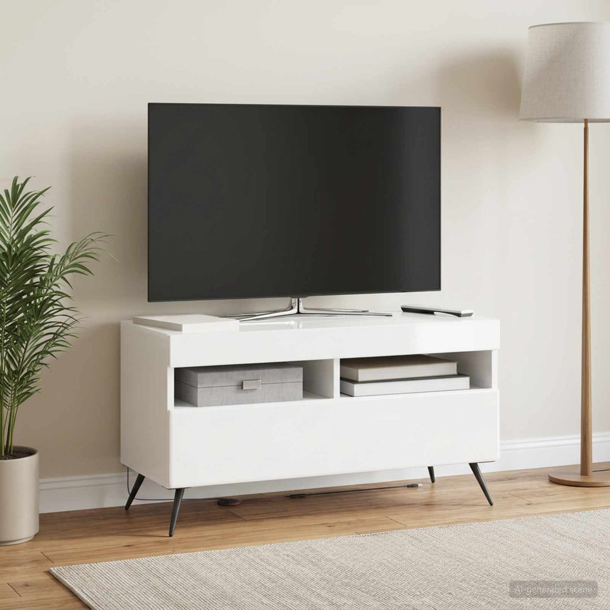 Vidaxl led tv-meubel breda hoogglans wit bewerkt hout
