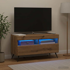 Vidaxl led tv-meubel artisanaal eiken bewerkt hout