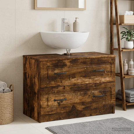 Vidaxl badkamer wastafelkast utrecht gerookt eiken 82 x 41 x 56 cm