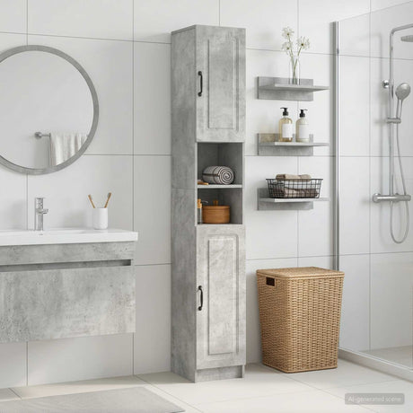 Vidaxl badkamerkast met open plank utrecht betongrijs 30 x 31 x 187 cm