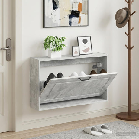 Vidaxl wandgemonteerde schoenkast utrecht 71 x 17 x 43 cm bewerkt hout