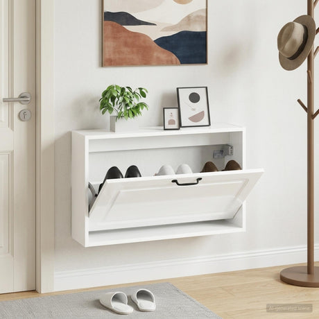 Vidaxl wandgemonteerde schoenkast utrecht 71 x 17 x 43 cm bewerkt hout