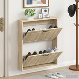 Vidaxl wandgemonteerde schoenkast utrecht 71 x 17 x 86 cm bewerkt hout