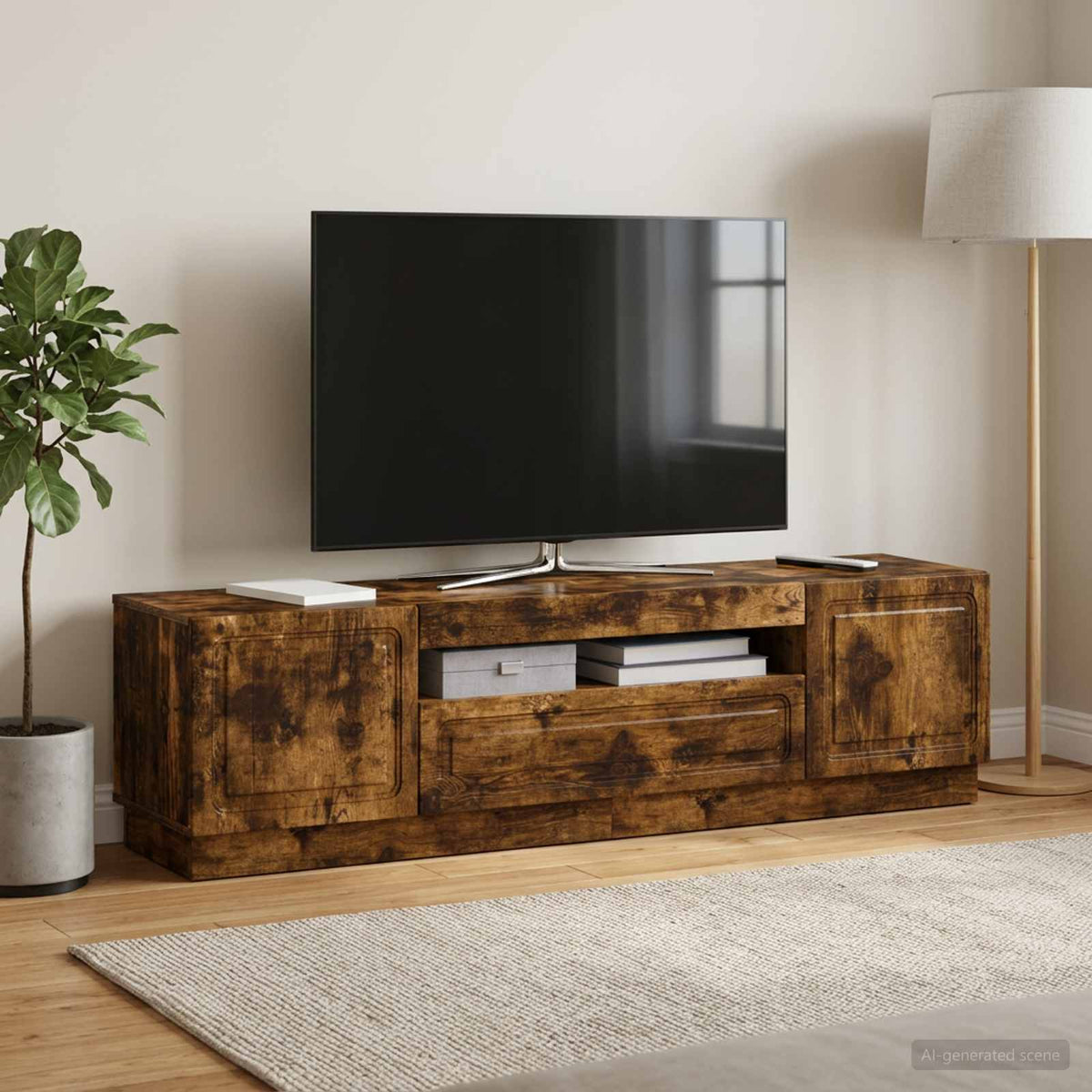 Vidaxl led tv-meubel gerookt eiken bewerkt hout