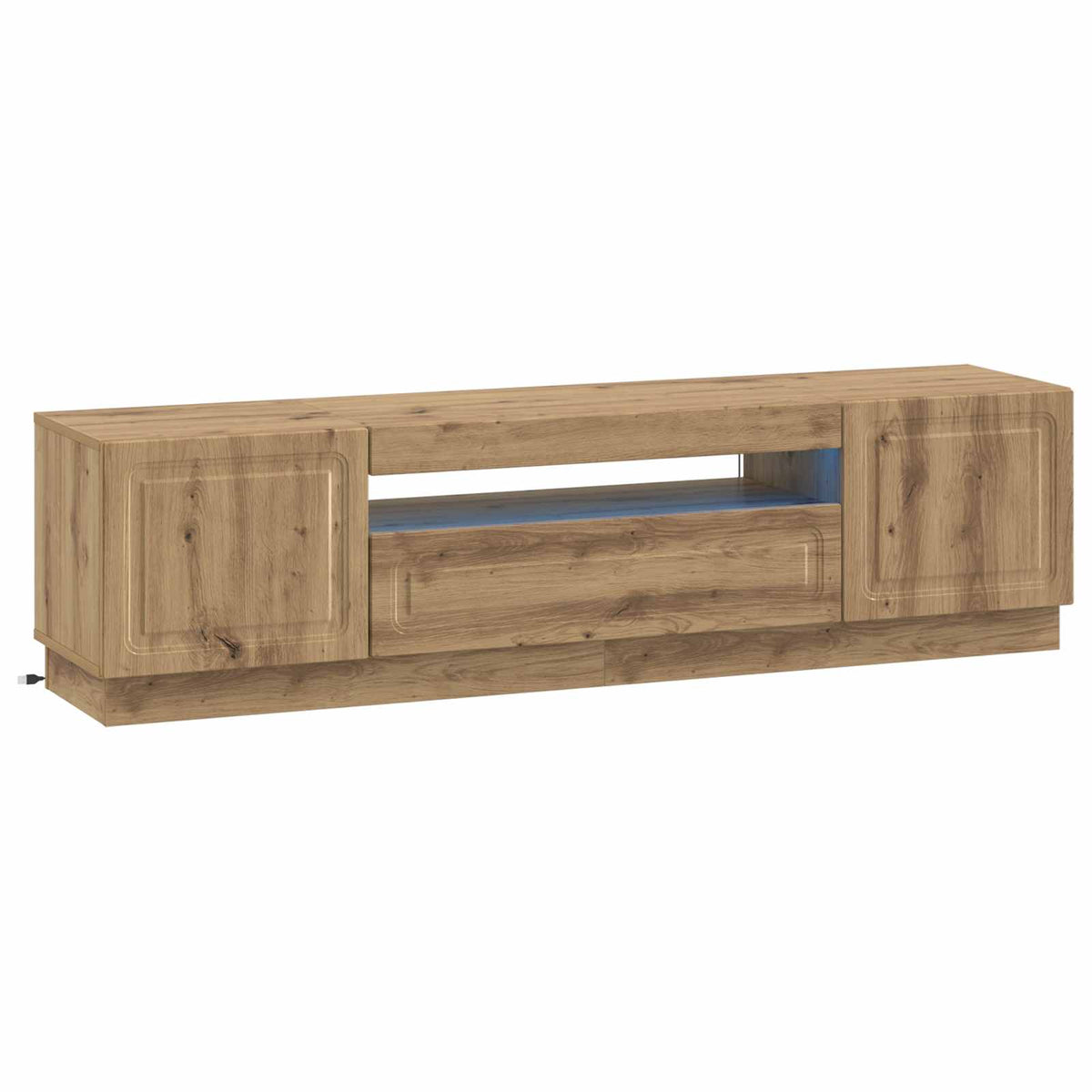 Vidaxl led tv-meubel artisanaal eiken bewerkt hout