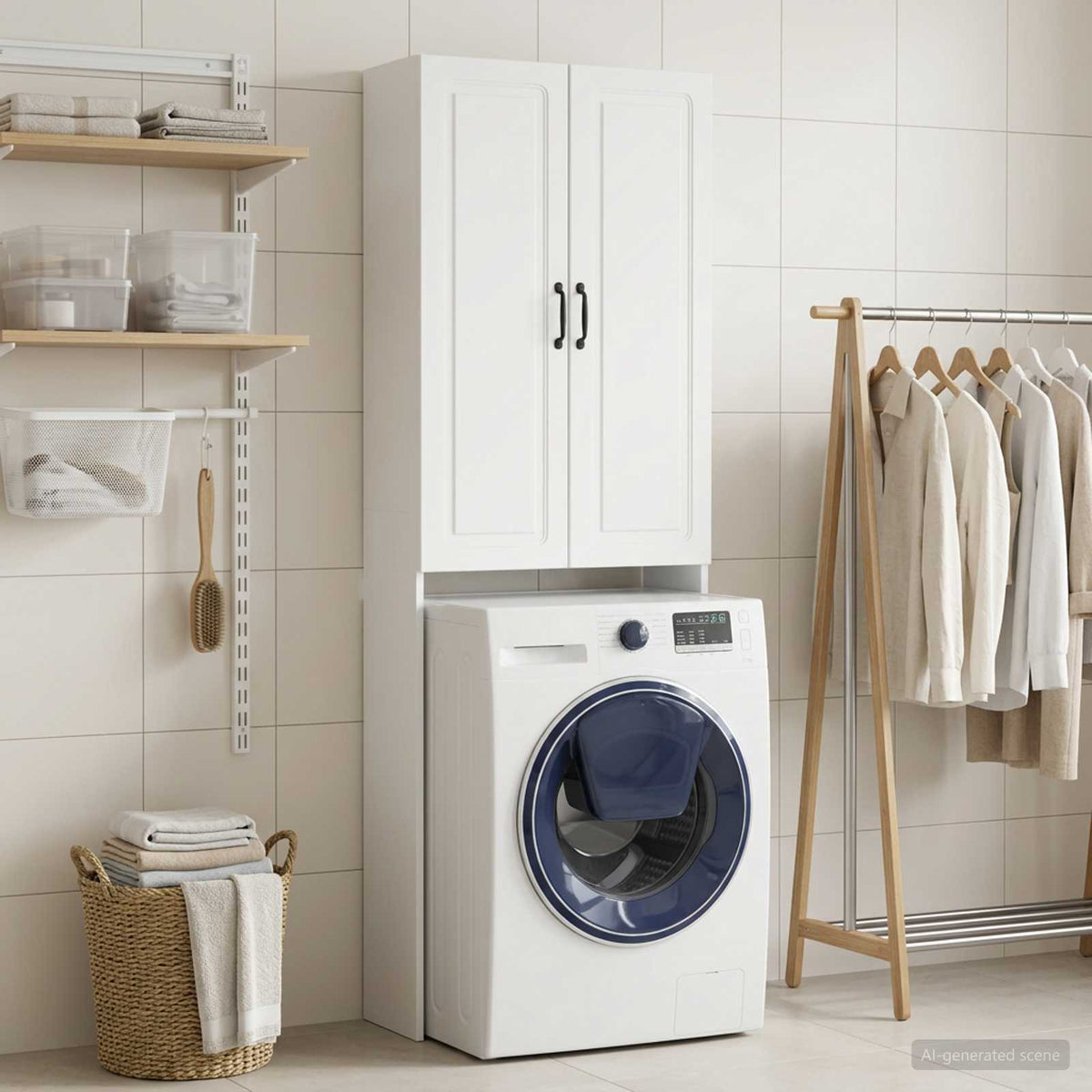 Vidaxl toiletkast utrecht wit 66 x 25,5 x 190 cm bewerkt hout