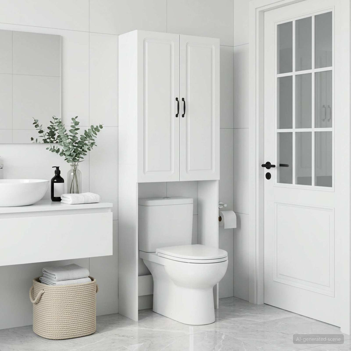 Vidaxl toiletkast utrecht wit 66 x 25,5 x 190 cm bewerkt hout