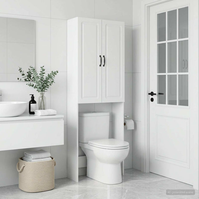 Vidaxl toiletkast utrecht wit 66 x 25,5 x 190 cm bewerkt hout
