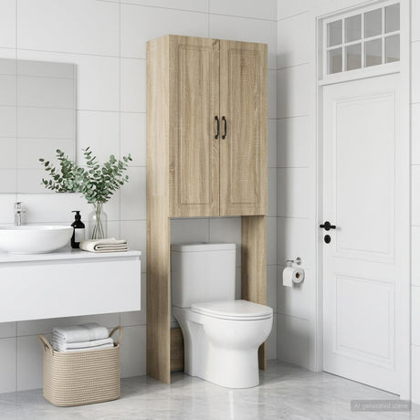 Vidaxl toiletkast utrecht sonoma eiken 66 x 25,5 x 190 cm bewerkt hout