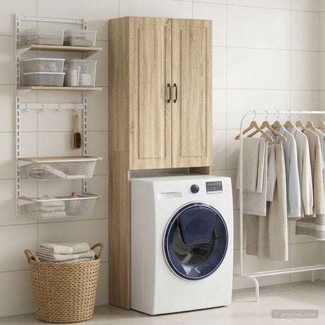 Vidaxl toiletkast utrecht sonoma eiken 66 x 25,5 x 190 cm bewerkt hout
