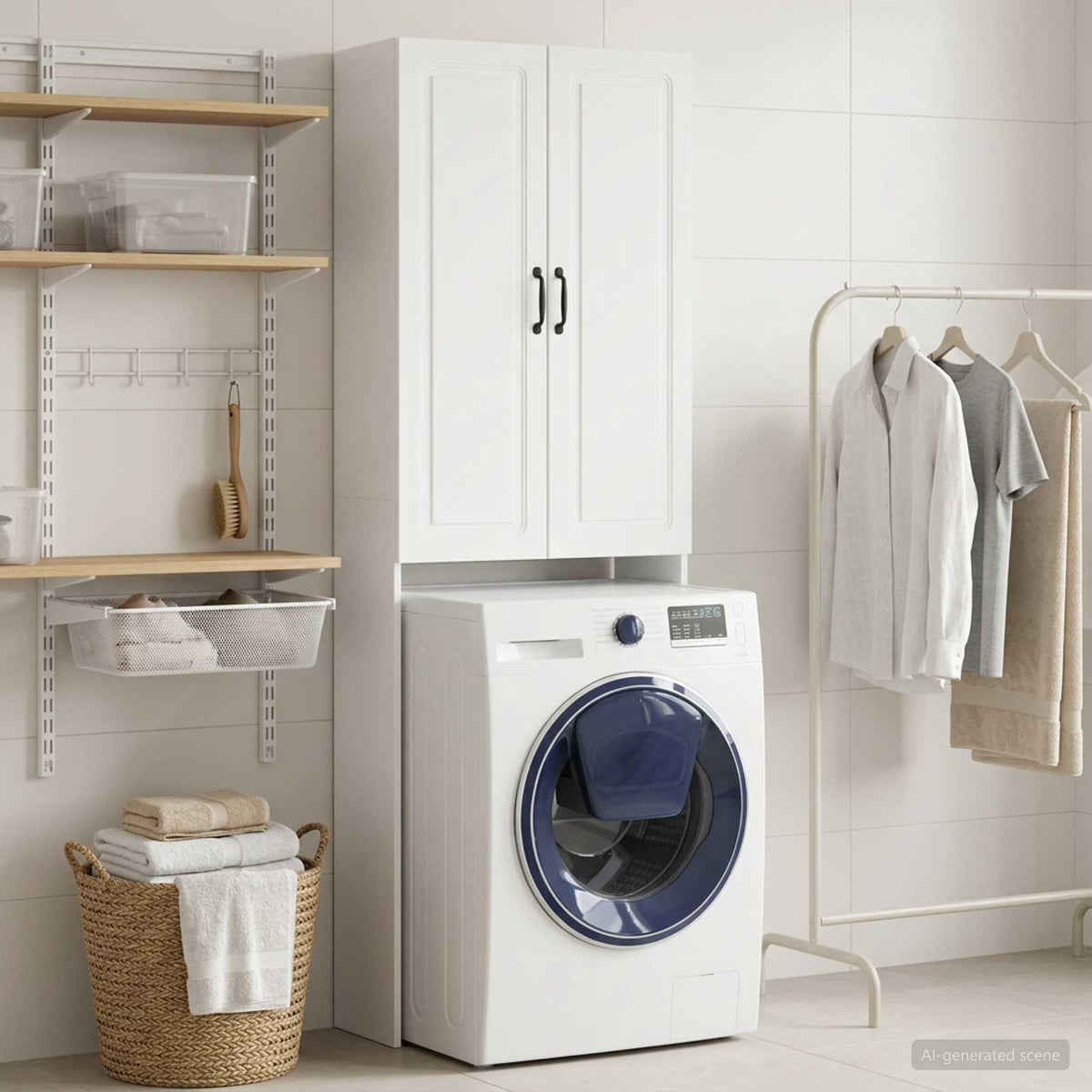 Vidaxl toiletkast utrecht hoogglans wit 66 x 25,5 x 190 cm