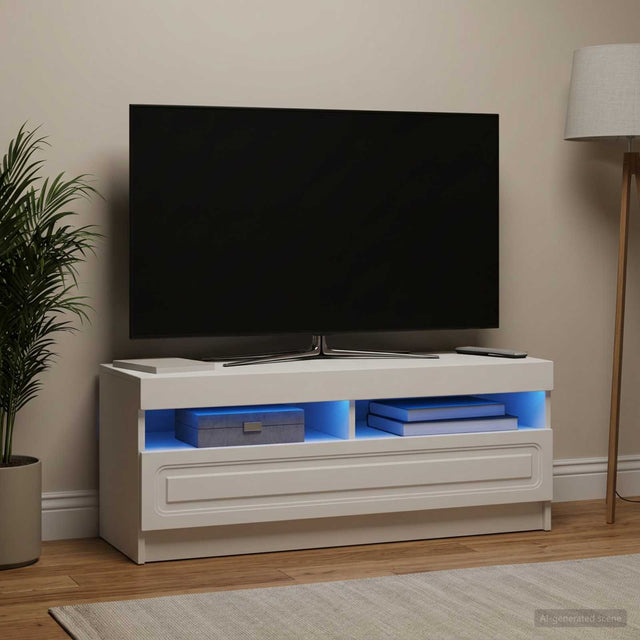 Vidaxl led tv-meubel wit bewerkt hout