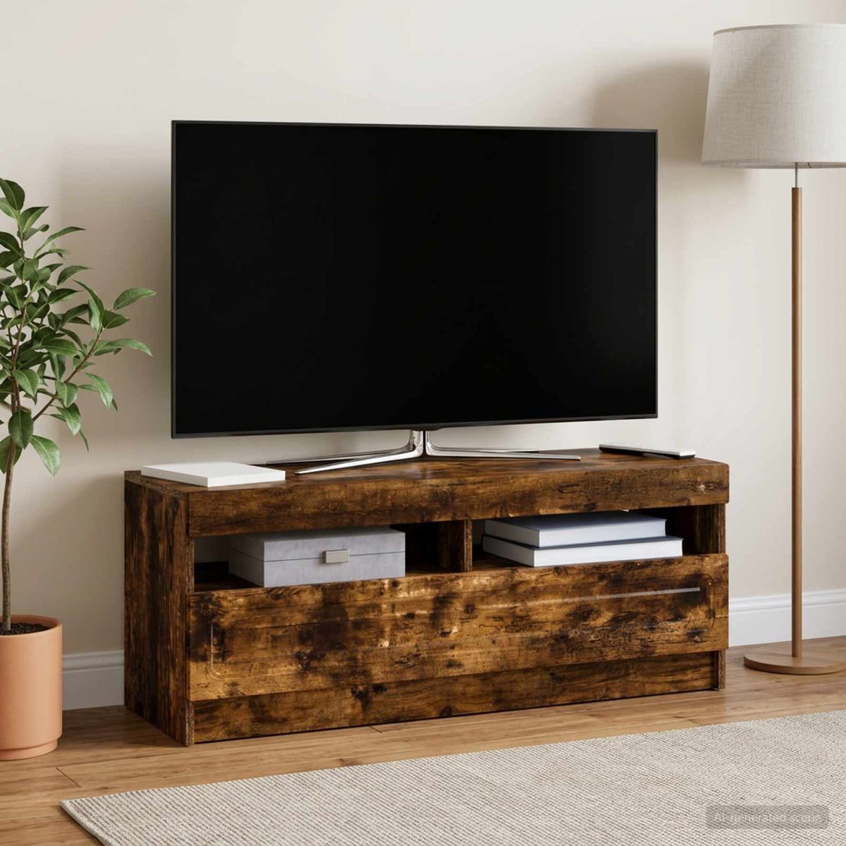 Vidaxl led tv-meubel gerookt eiken bewerkt hout
