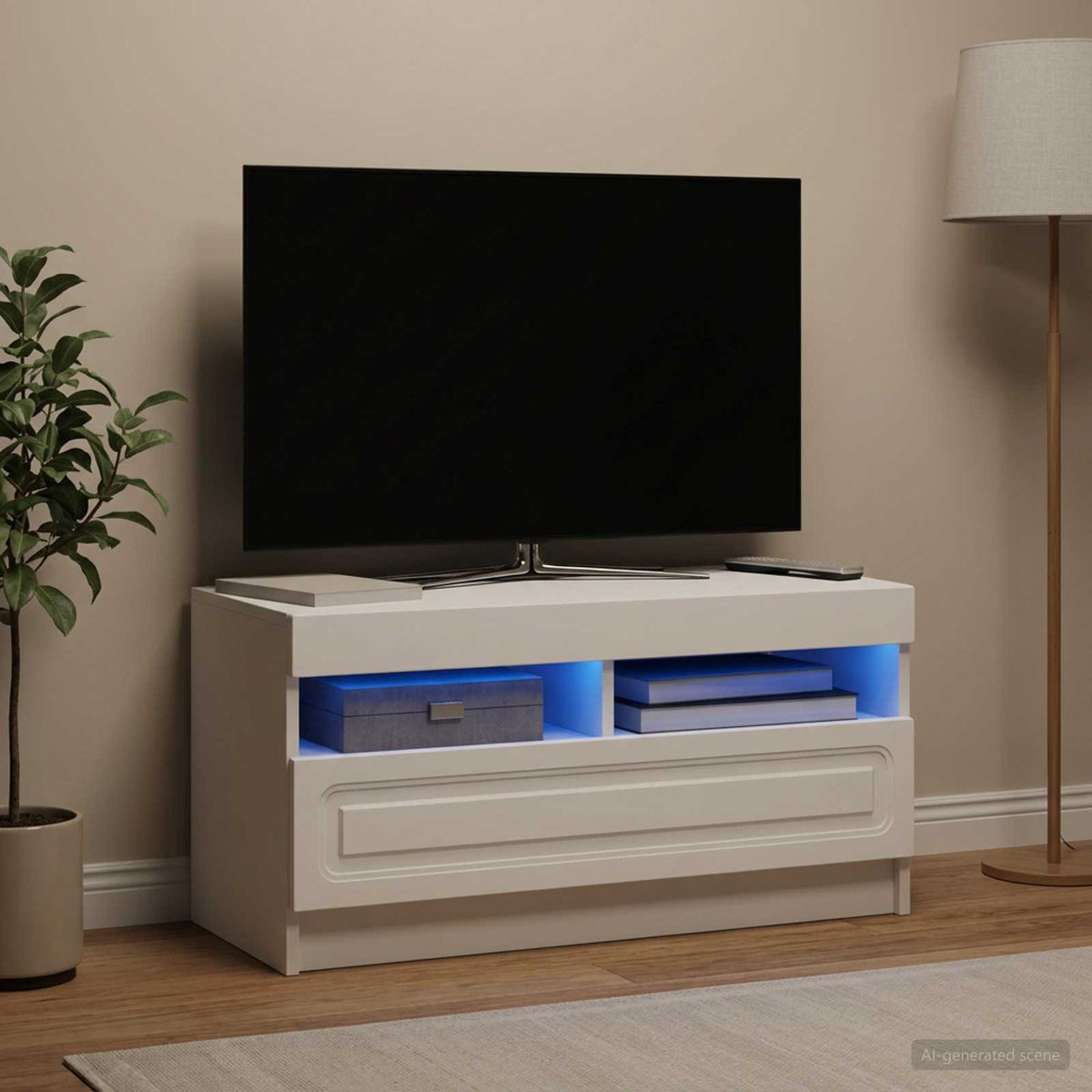 Vidaxl led tv-meubel wit bewerkt hout