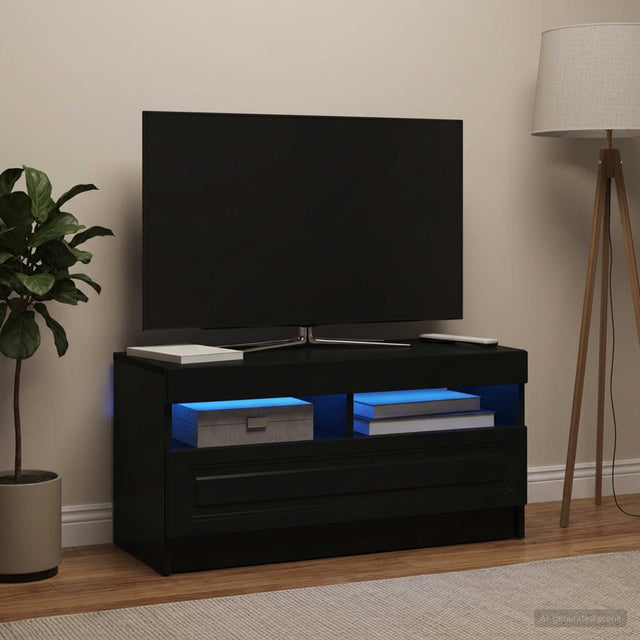 Vidaxl led tv-meubel zwart bewerkt hout