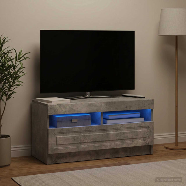 Vidaxl led tv-meubel betongrijs bewerkt hout