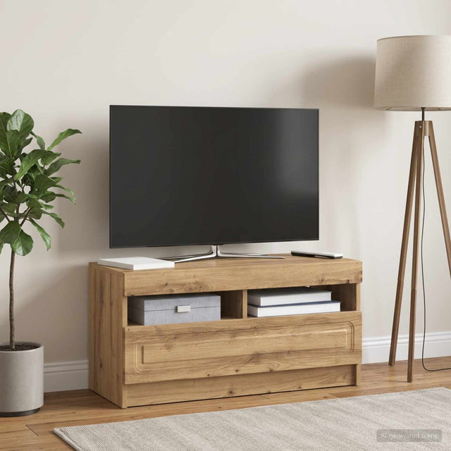 Vidaxl led tv-meubel artisanaal eiken bewerkt hout