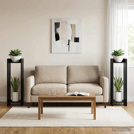 Vidaxl plantenstandaard 2 st zwart eiken 30 x 30 x 100 cm bewerkt hout