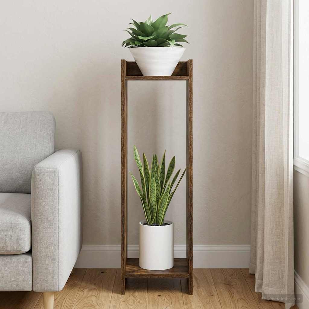 Vidaxl plantenstandaard gerookt eiken 30 x 30 x 100 cm bewerkt hout