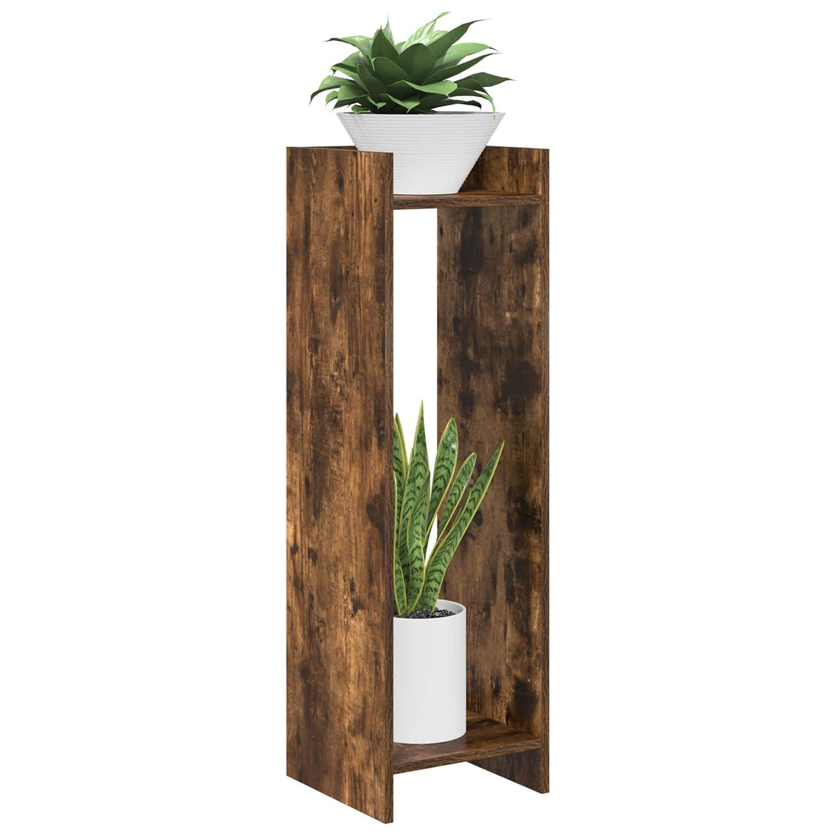 Vidaxl plantenstandaard 2 st gerookt eiken 30 x 30 x 100 cm