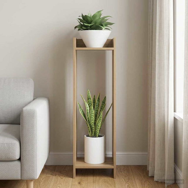 Vidaxl plantenstandaard artisanaal eiken 30 x 30 x 100 cm bewerkt hout