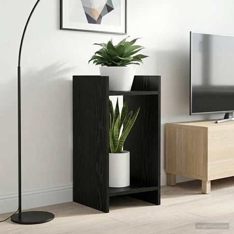 Vidaxl plantenstandaard zwart eiken 30 x 30 x 60 cm bewerkt hout