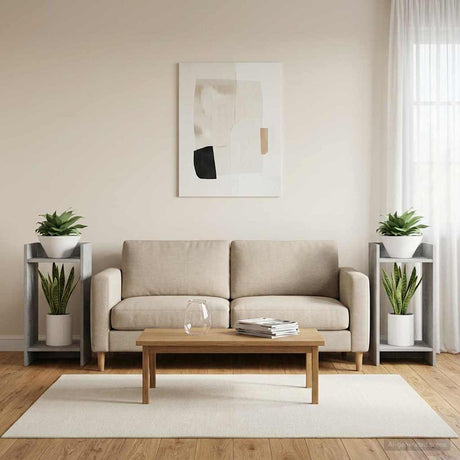 Vidaxl plantenstandaard 2 st betongrijs 30 x 30 x 60 cm bewerkt hout