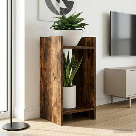Vidaxl plantenstandaard 2 st gerookt eiken 30 x 30 x 60 cm