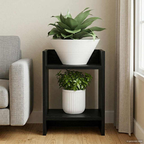 Vidaxl plantenstandaard zwart eiken 30 x 30 x 40 cm bewerkt hout