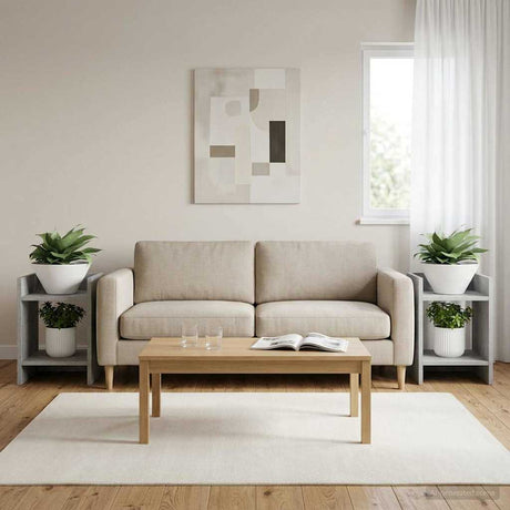 Vidaxl plantenstandaard 2 st betongrijs 30 x 30 x 40 cm bewerkt hout